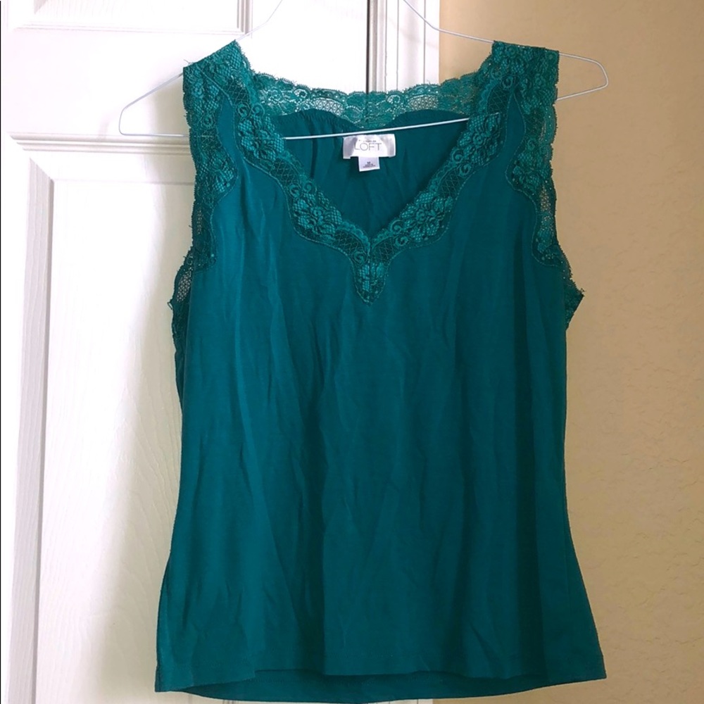 Ann Taylor Loft Ocean Lace Sleeveless Blouse (M)